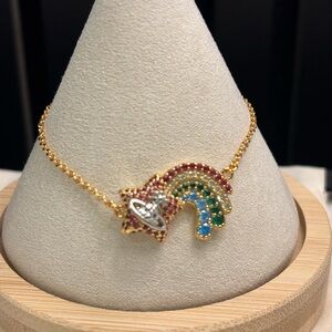 Vivienne Westwood Gold Tone Rainbow Crystal Bracelet